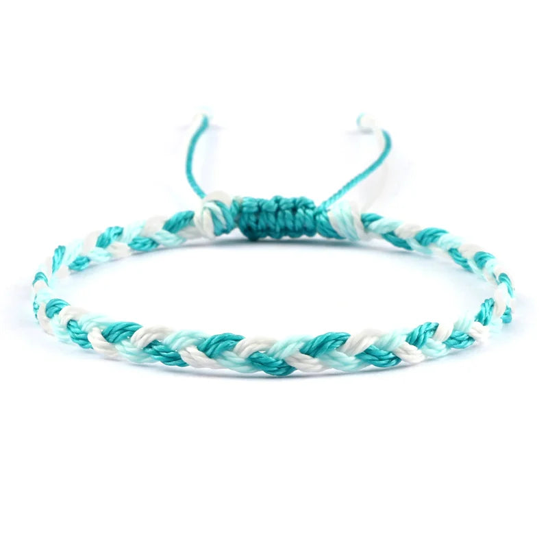 Handgemaakte Braziliaanse Blauwe armband wit en lichtblauw