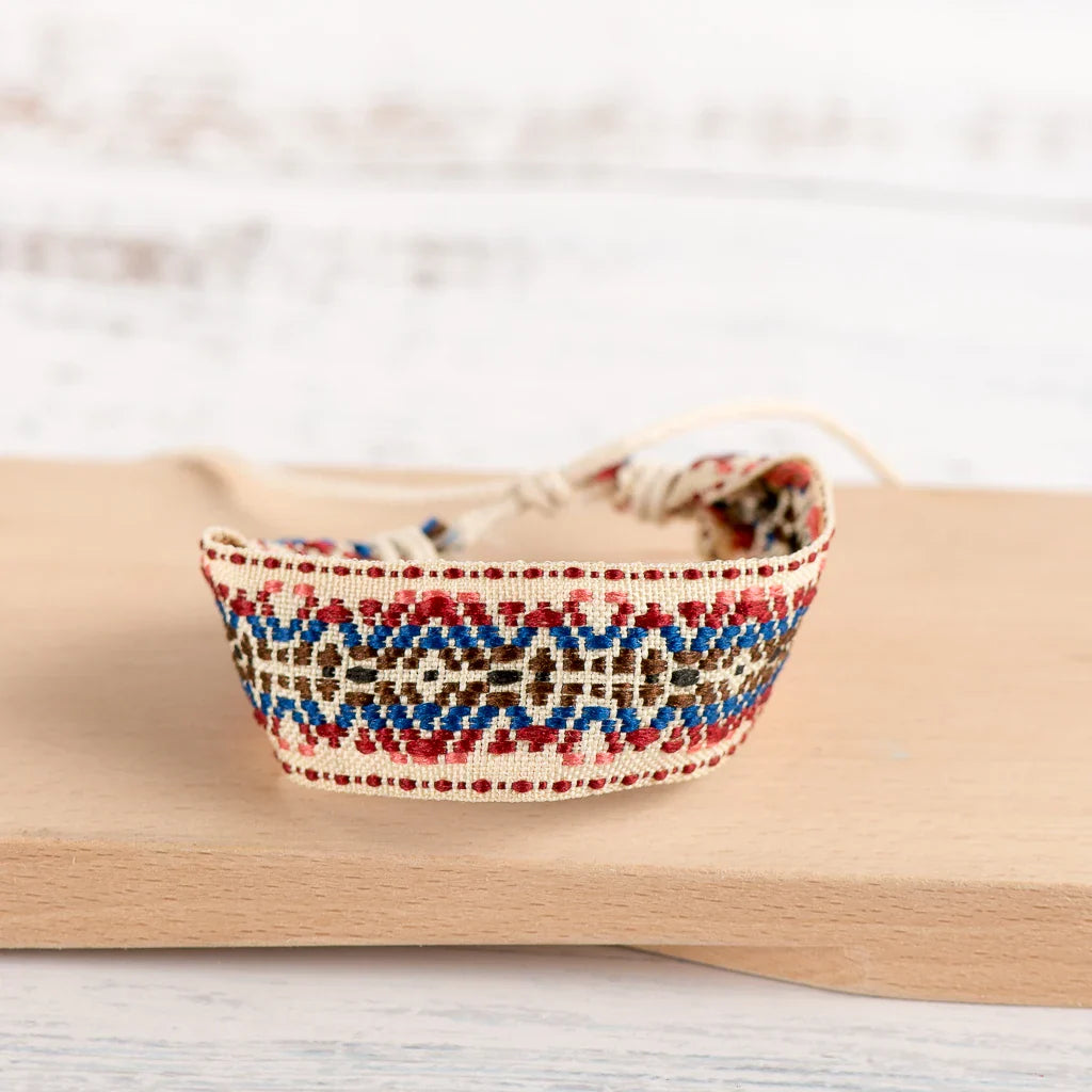 Boho geborduurde handgemaakte Braziliaanse armband blauw 