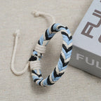 Braziliaanse armband van katoendraad met natuurlijke uitstraling blauw
