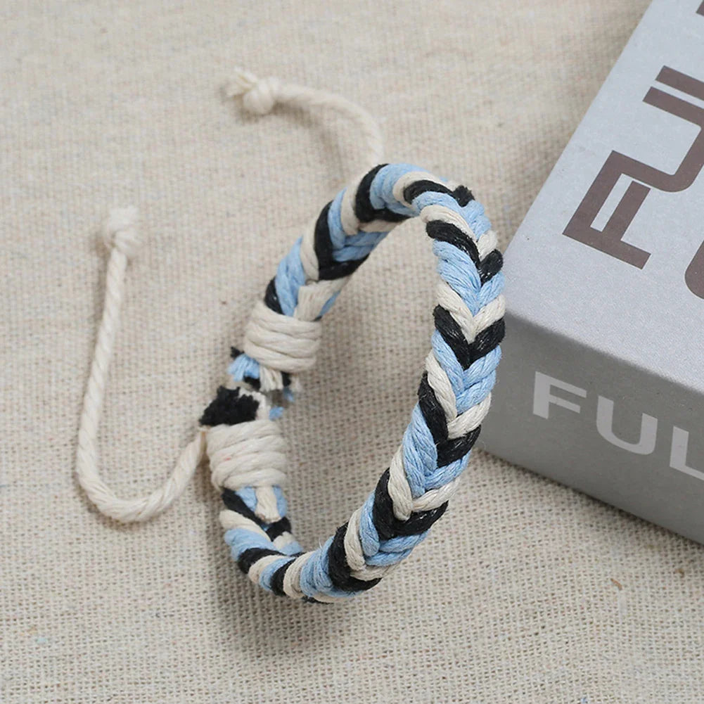Braziliaanse armband van katoendraad met natuurlijke uitstraling blauw