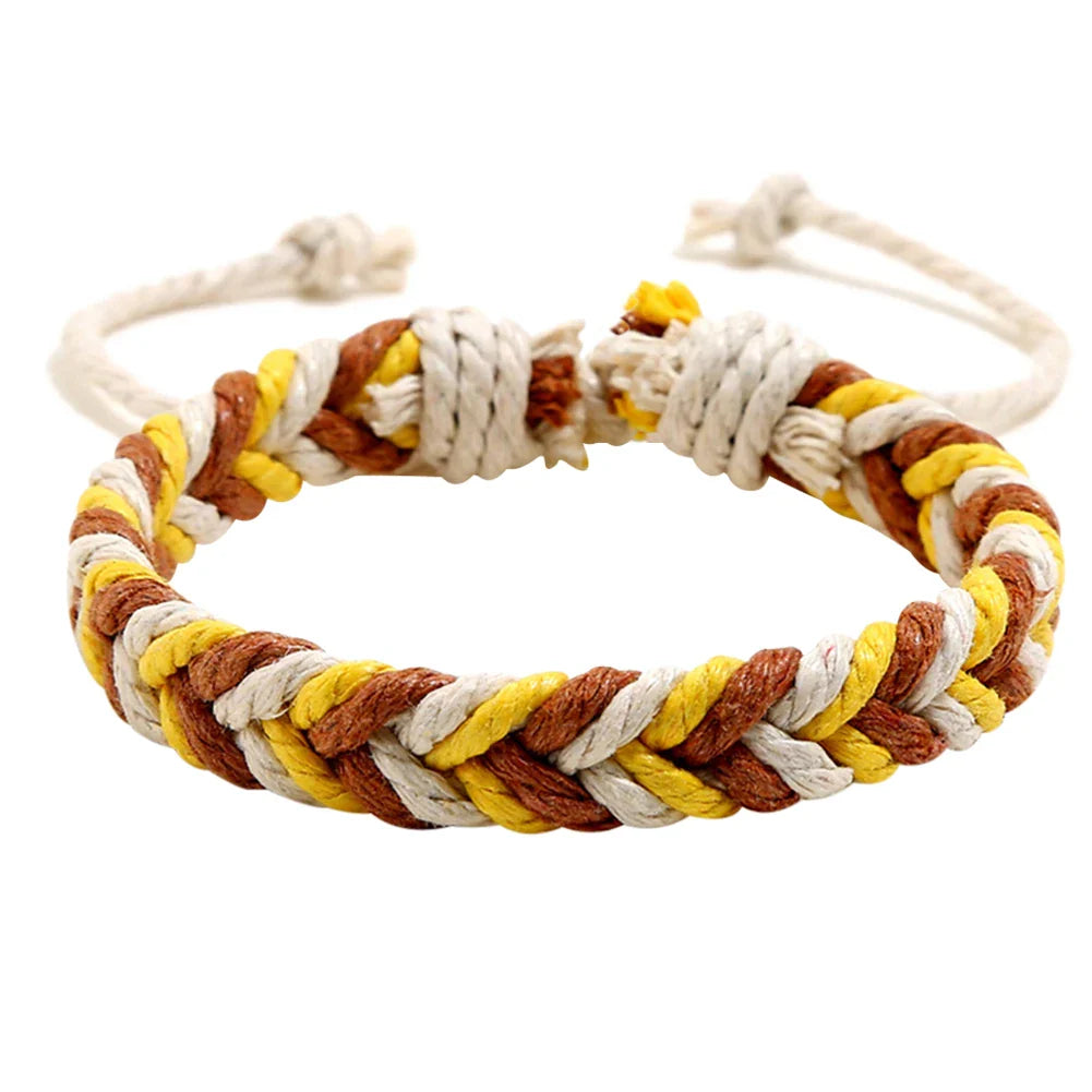 Braziliaanse armband van katoendraad met natuurlijke uitstraling geel
