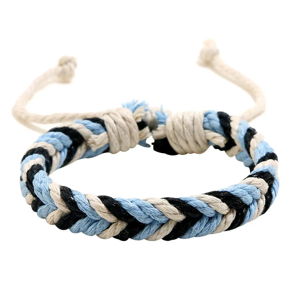Braziliaanse armband van katoendraad met natuurlijke uitstraling blauw