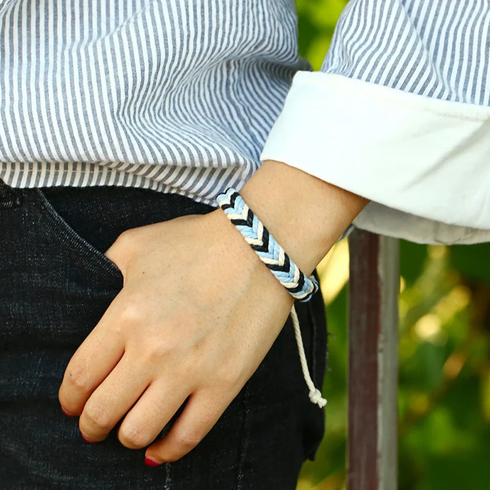 Braziliaanse armband van katoendraad met natuurlijke uitstraling blauw