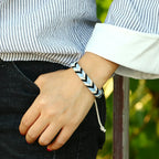 Braziliaanse armband van katoendraad met natuurlijke uitstraling blauw