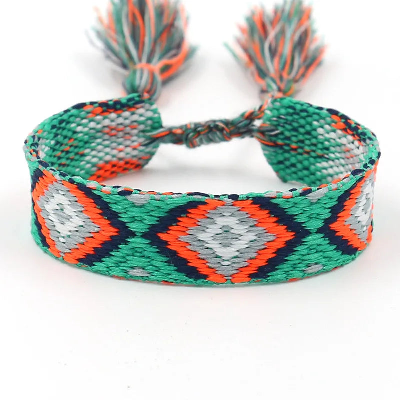 Brede Braziliaanse armband met geometrische patronen groen