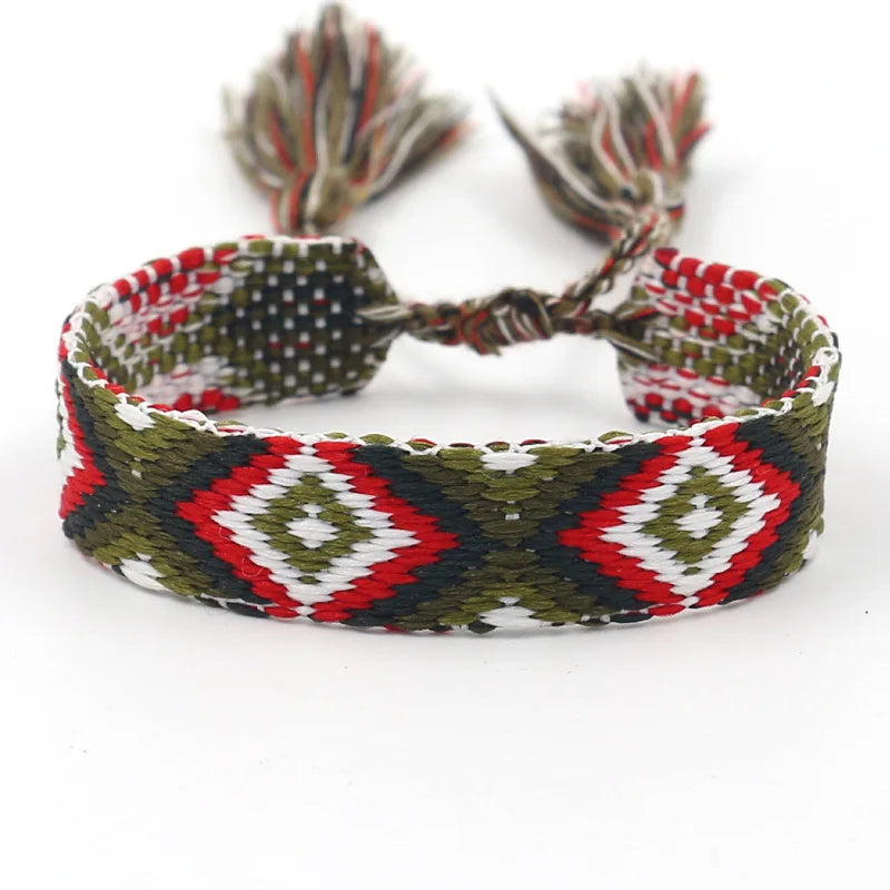 Brede Braziliaanse armband met geometrische patronen zwart