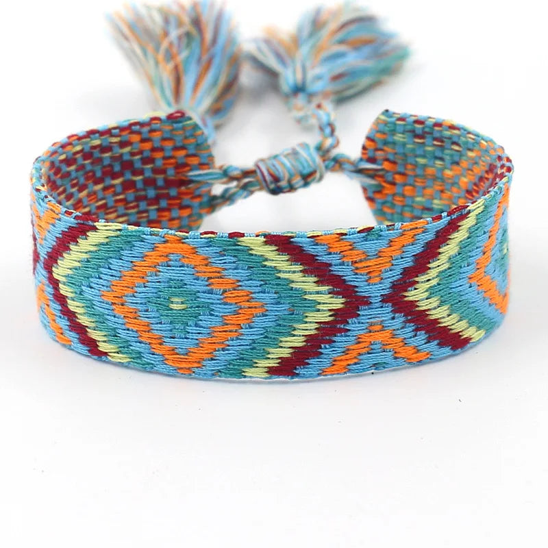 Brede Braziliaanse armband met geometrische patronen oranje