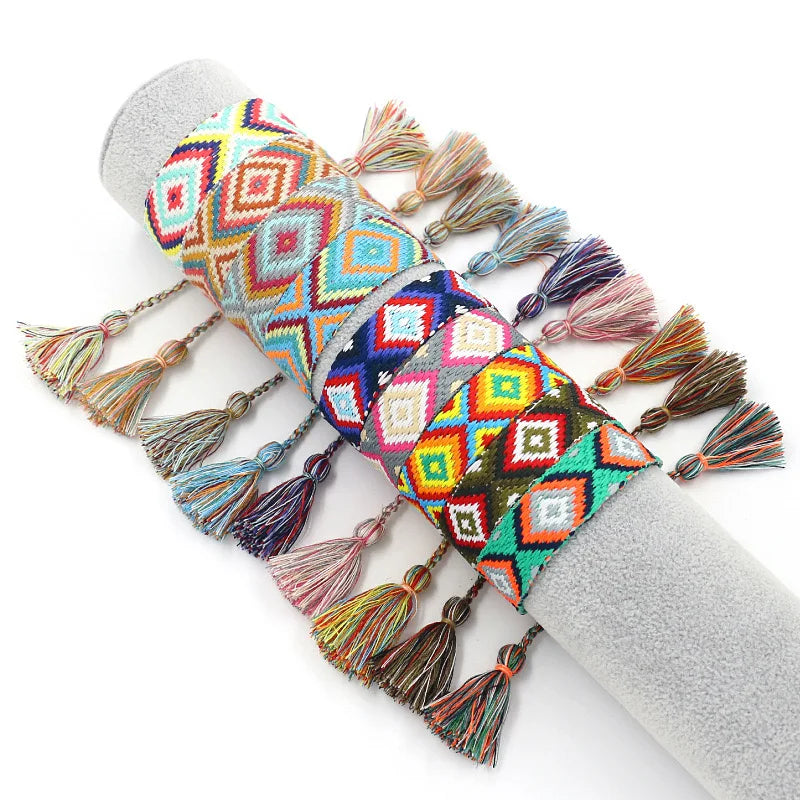 Brede Braziliaanse armband met geometrische patronen groen