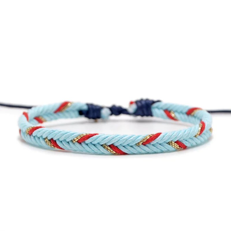 Minimalistische Braziliaanse armband van blauw katoendraad 