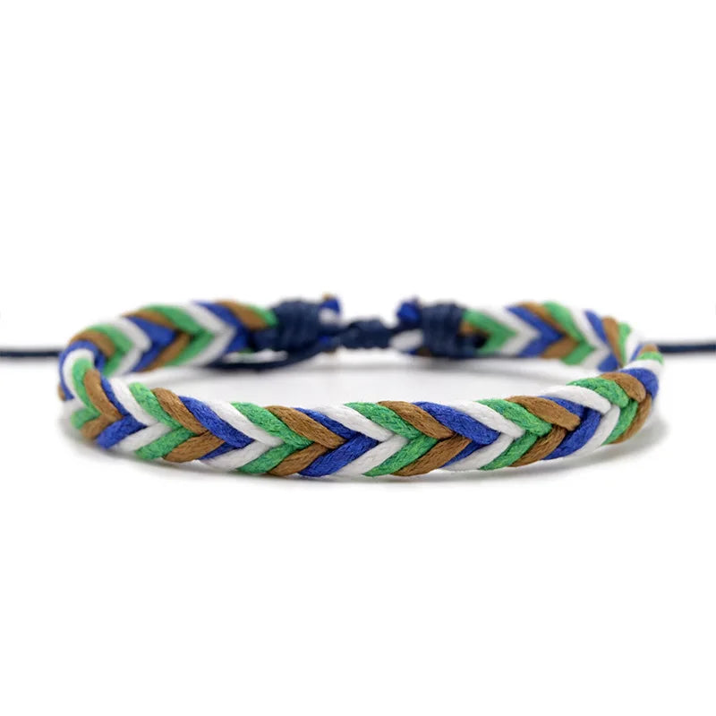 Minimalistische Braziliaanse armband van blauw en wit katoendraad