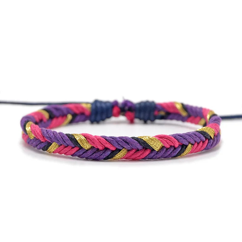 Minimalistische Braziliaanse armband van paars katoendraad