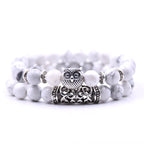 Bracelet Chouette - Gourmette Hiboux Perles blanc