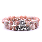 Bracelet Chouette - Gourmette Hiboux Perles rose