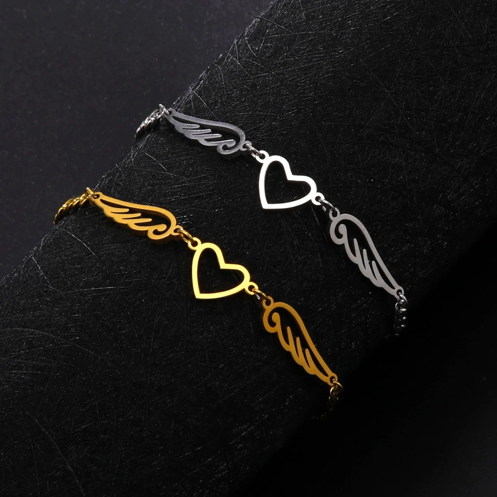 Armband hart en engelenvleugels goud