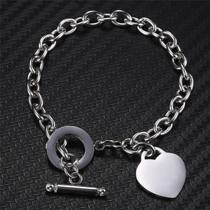 Bracelet Coeur Gourmette Femme argent