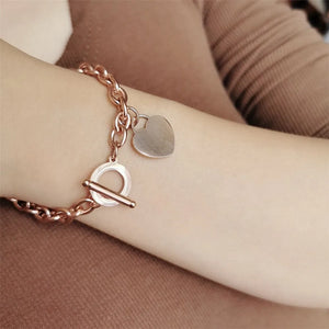 Bracelet Coeur Gourmette Femme or rose