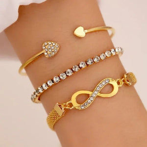 Bracelet Cœur Infini Argent et Or (Lot de 3 Bracelets) or