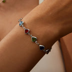 Armband met geëmailleerde hartjes zilver en veelkleurig