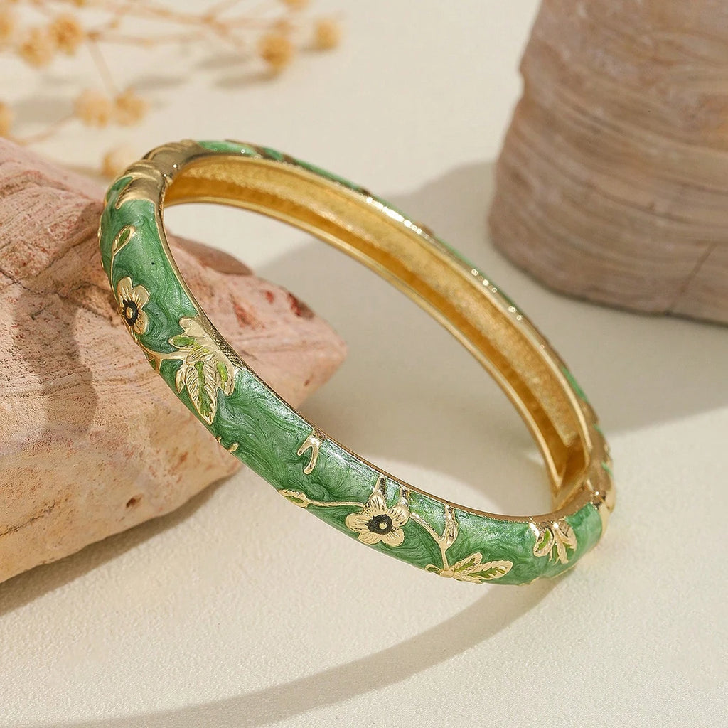 Bracelet Colorés avec Fleurs vert