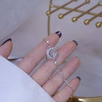 Bracelet Croissant de Lune Femme Gourmette Zircons