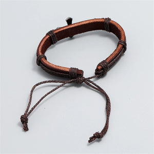 Bracelet Croix en Cuir Homme marron