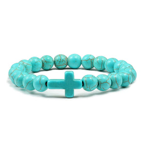 Bracelet Croix en Pierres Naturelles turquoise