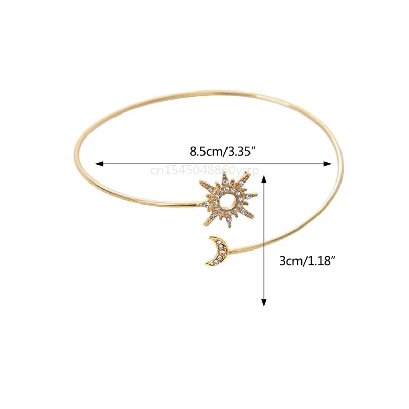 Bracelet de Bras Femme Soleil Lune - Ornement Chaîne de Bras et Bijou de Biceps or