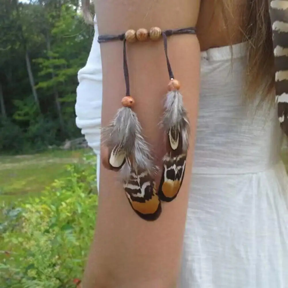 Armband voor bovenarm voor dames veer - bicepsketting