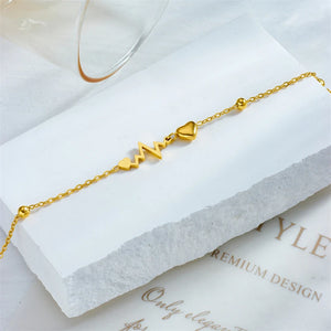 Bracelet de Cheville avec Coeurs et Electrocardiogramme