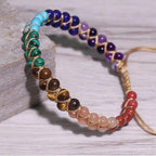 Enkelarmband van natuurlijke steen met 7 chakra's