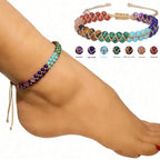 Enkelarmband van natuurlijke steen met 7 chakra's