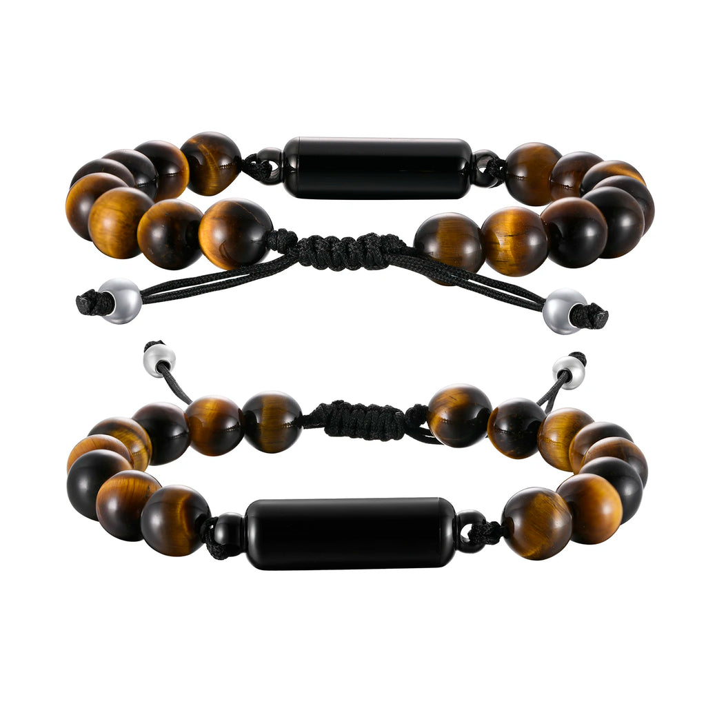 Crematiearmband met tijgeroogkralen