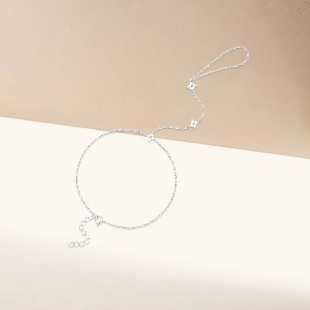 Bracelet de Main avec Fleurs en Zircon argent