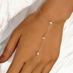 Bracelet de Main avec Fleurs en Zircon or
