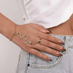 Bracelet de Main Serpent Bijou Femme Chaîne Main & Doigt or