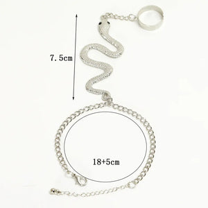 Bracelet de Main Serpent Bijou Femme Chaîne Main & Doigt argent