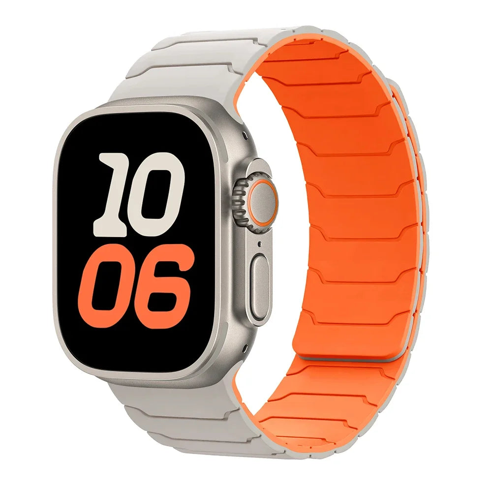Magnetische vervangende band voor Apple Watch wit oranje