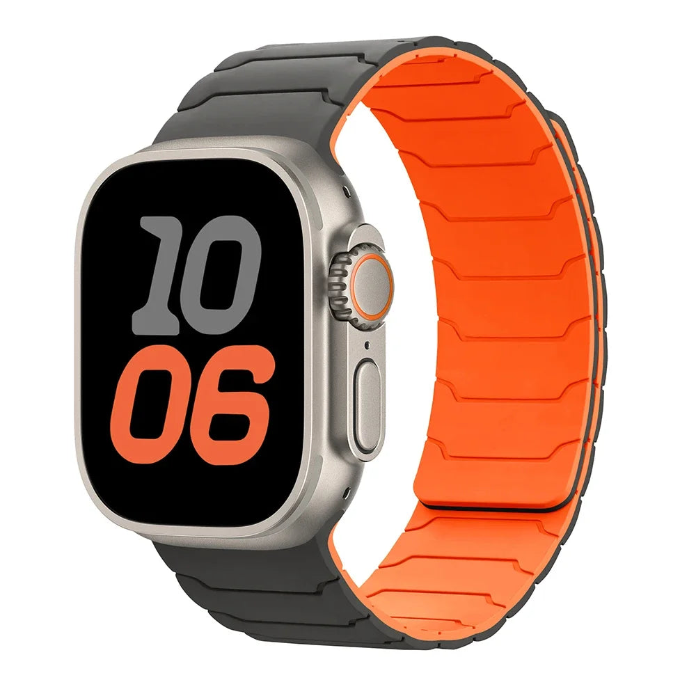 Magnetische vervangende band voor Apple Watch grijs oranje