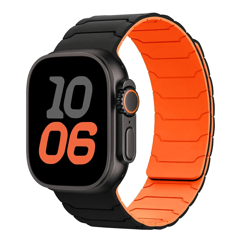 Magnetische vervangende band voor Apple Watch zwart oranje