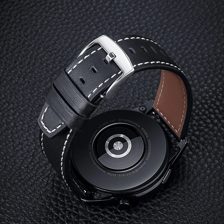Zwarte vervangende leren band voor Google Pixel Watch 1, 2, 3, 4, 41mm, 45mm