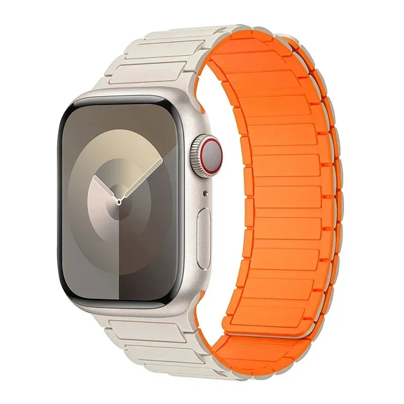 Magnetische vervangingsband voor Apple Watch beige oranje