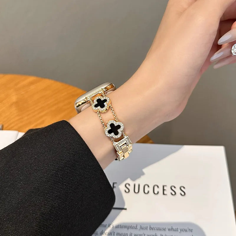 Vervangende band voor Apple Watch - klaverdessin goud