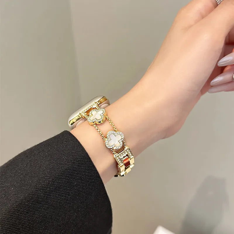 Vervangende band voor Apple Watch - klaverdessin goud