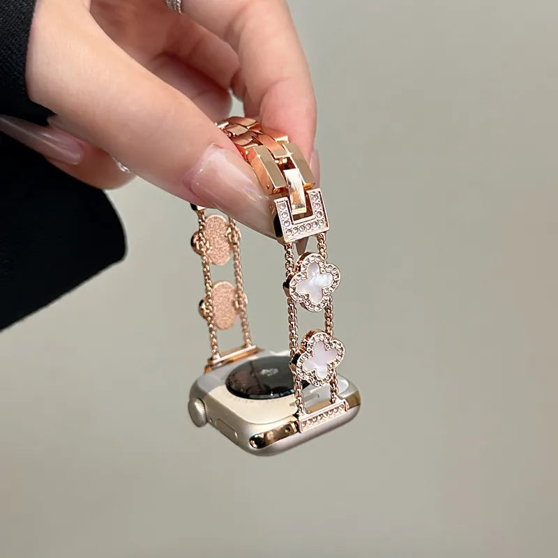 Vervangende band voor Apple Watch - klaverdessin roségoud
