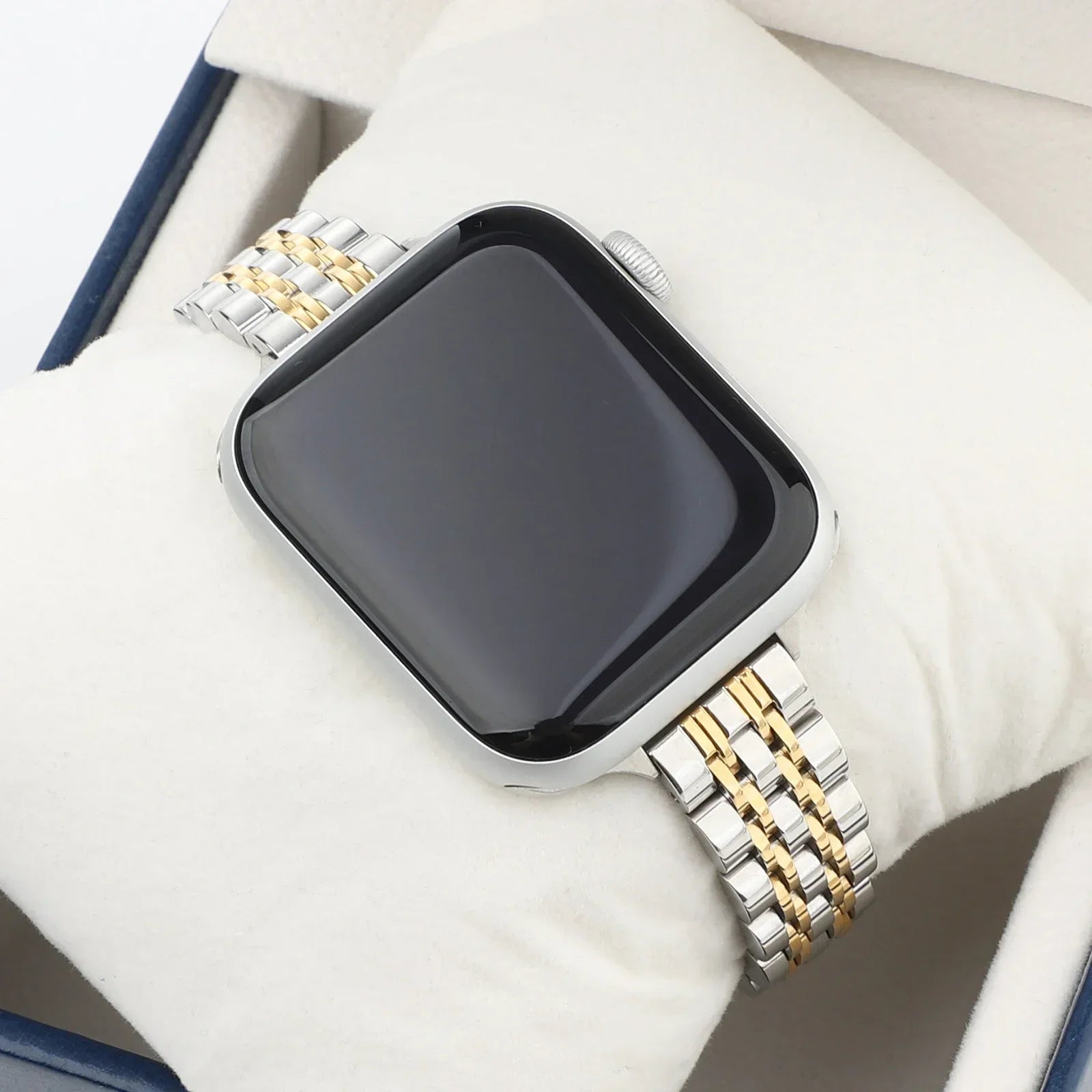 Vervangende band voor Apple Watch van zilverkleurig en goudkleurig roestvrij staal