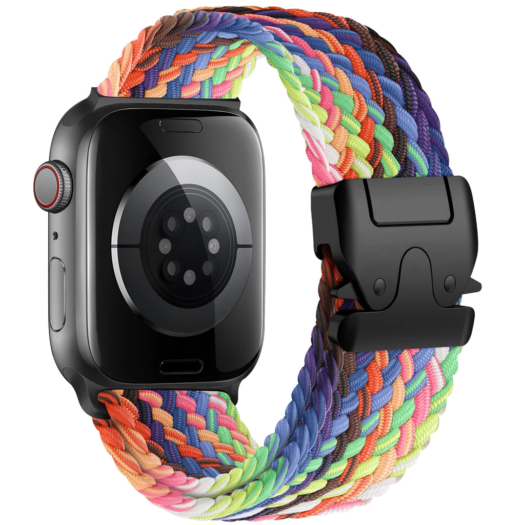 Vervangende band voor Apple Watch van regenboog parachutetouw