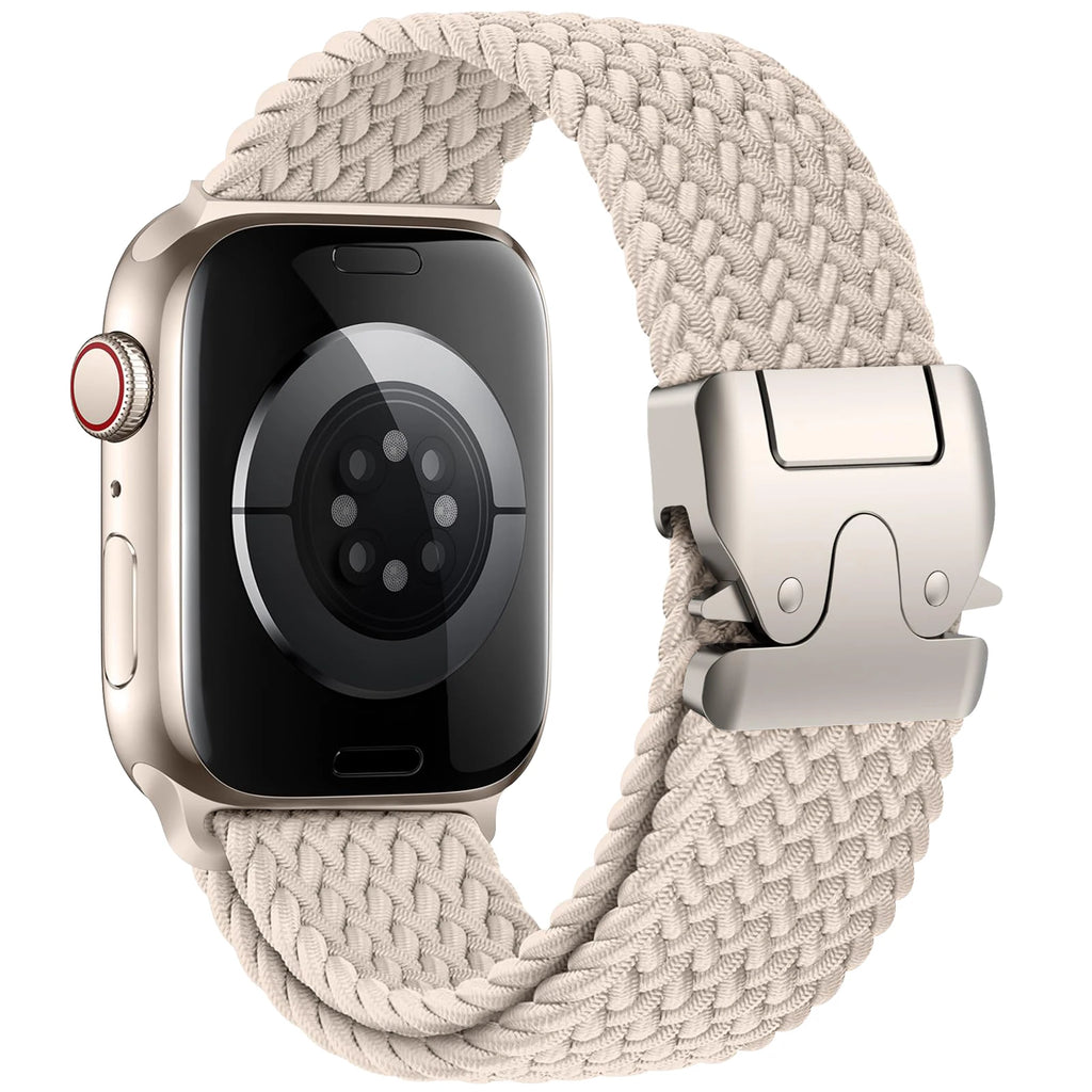 Vervangende band voor Apple Watch van beige parachutetouw