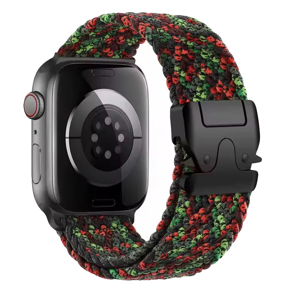Vervangende band voor Apple Watch van rood-groen parachutetouw