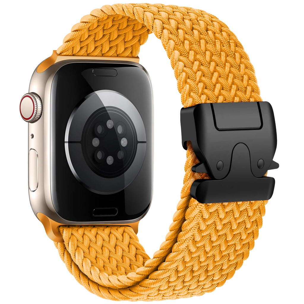 Vervangende band voor Apple Watch van geel parachutetouw