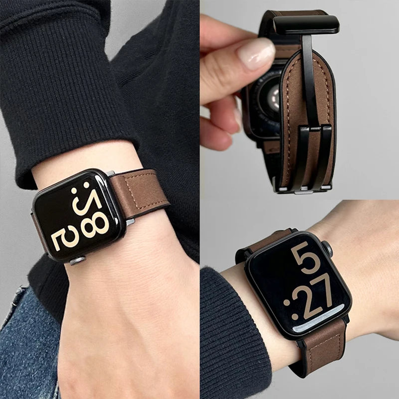 Vervangende band voor Apple Watch in bruin leer